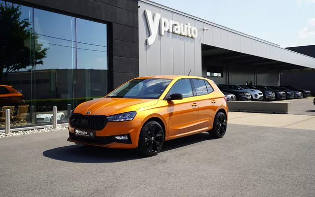 Skoda Fabia 1.0i Blackline Digitaal dashboard airco Lane assist Front assist Pdc mooie combo Lamborghini oranje zwarte accenten Prijs kwaliteit top!