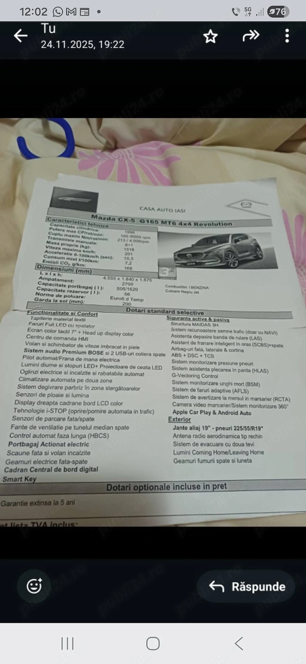 Mazda cx5 2019,2.0 awd,manuală 69k
